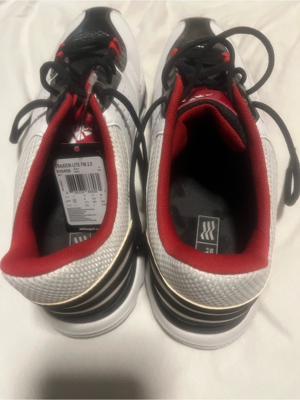 adidas Men’s White Black Red Athletic Golf Shoes 11.5 - Picture 3 of 6